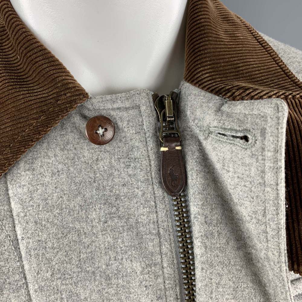 RALPH LAURENLight Grey Heather Brown Corduroy Collar Hunter Jacket - Picture 9 of 10